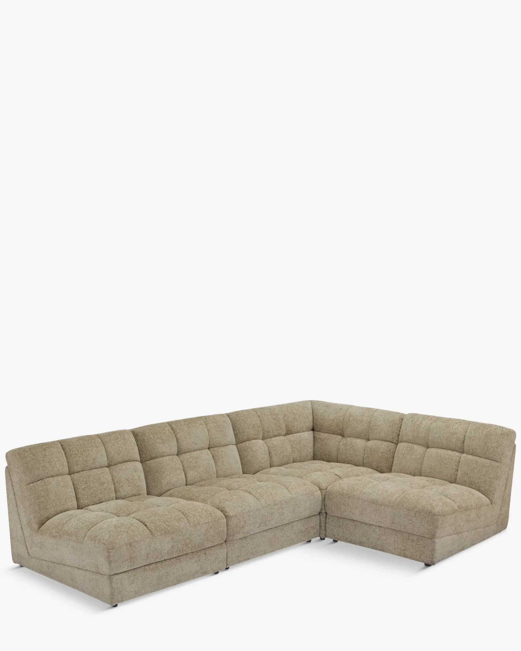 Canapé d'angle modulable, Tweed taupe, L276 Paul
