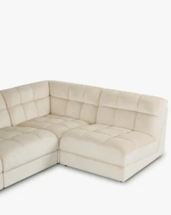 Canapé d'angle modulable, Velours beige pampa anti-tâches, L297 Paul