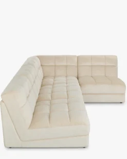 Canapé d'angle modulable, Velours beige pampa anti-tâches, L276 Paul