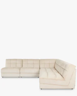 Canapé d'angle modulable, Velours beige pampa anti-tâches, L276 Paul