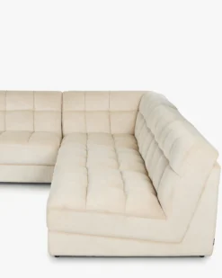 Canapé d'angle modulable, Velours beige pampa anti-tâches, L276 Paul