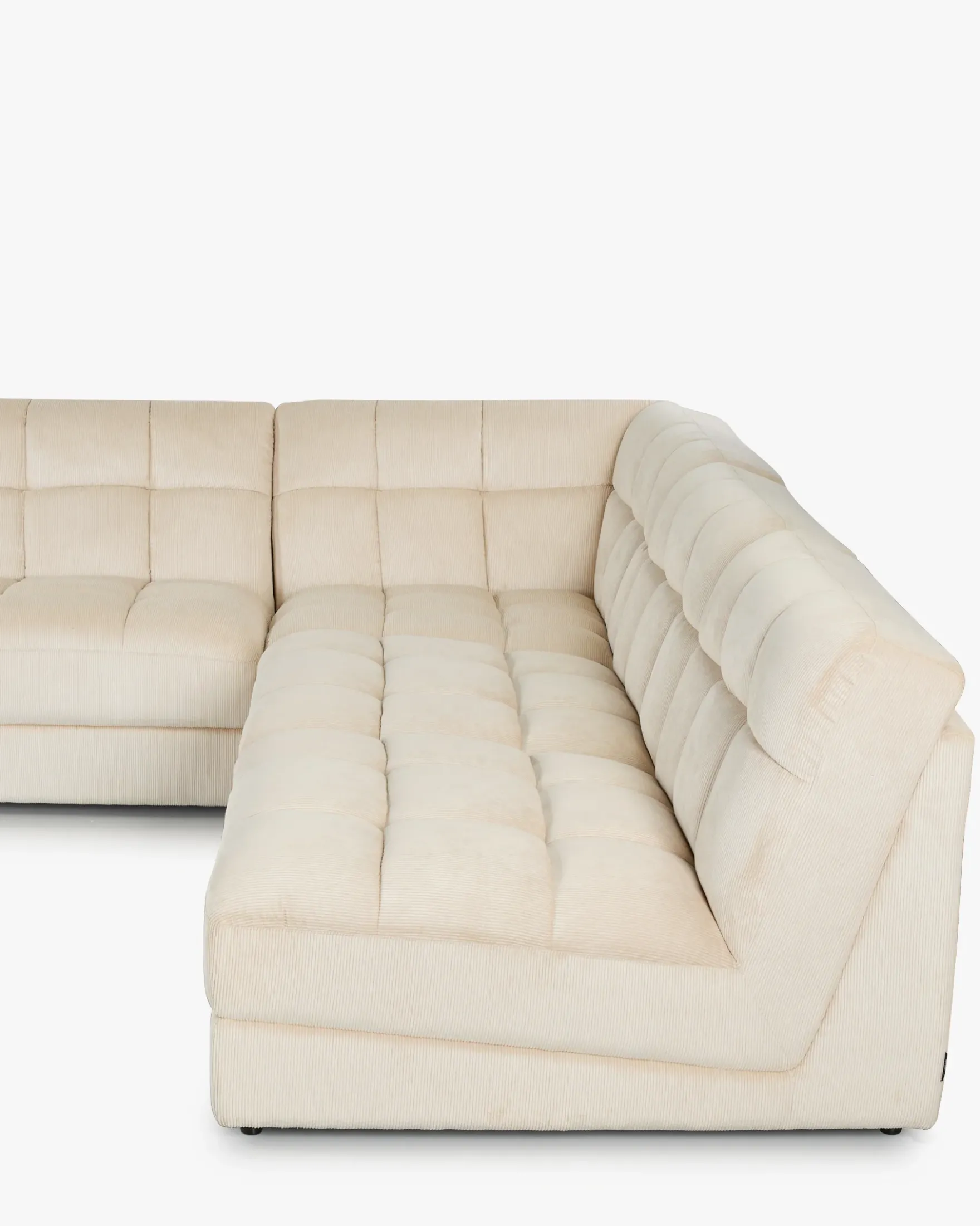 Canapé d'angle modulable, Velours beige pampa anti-tâches, L276 Paul