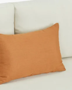 Canapé de jardin 3 places, Blanc/terracotta waterproof & métal taupe, L220 Florentino