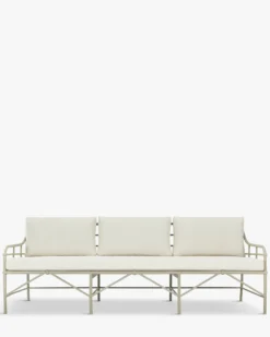 Canapé de jardin 3 places, Blanc waterproof & métal taupe, L220 Amalfi