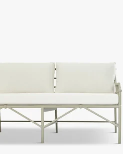 Canapé de jardin 3 places, Blanc waterproof & métal taupe, L220 Amalfi