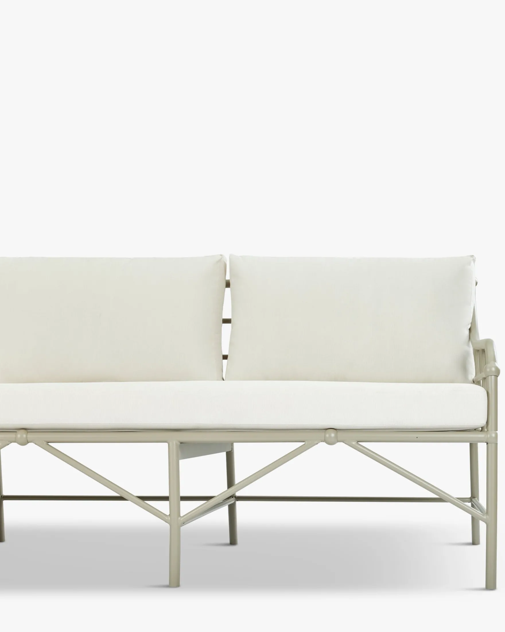 Canapé de jardin 3 places, Blanc waterproof & métal taupe, L220 Amalfi