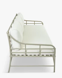 Canapé de jardin 3 places, Blanc waterproof & métal taupe, L220 Amalfi