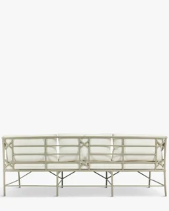 Canapé de jardin 3 places, Blanc waterproof & métal taupe, L220 Amalfi