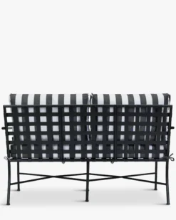 Canapé de jardin 2 places, Tissu waterproof noir-blanc & métal noir, L145 Bel Air