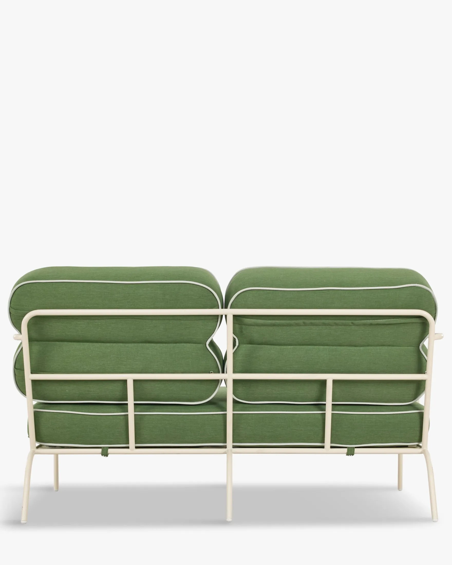 Canapé de jardin 2 places, Vert prairie & métal beige, L145 Maddalena