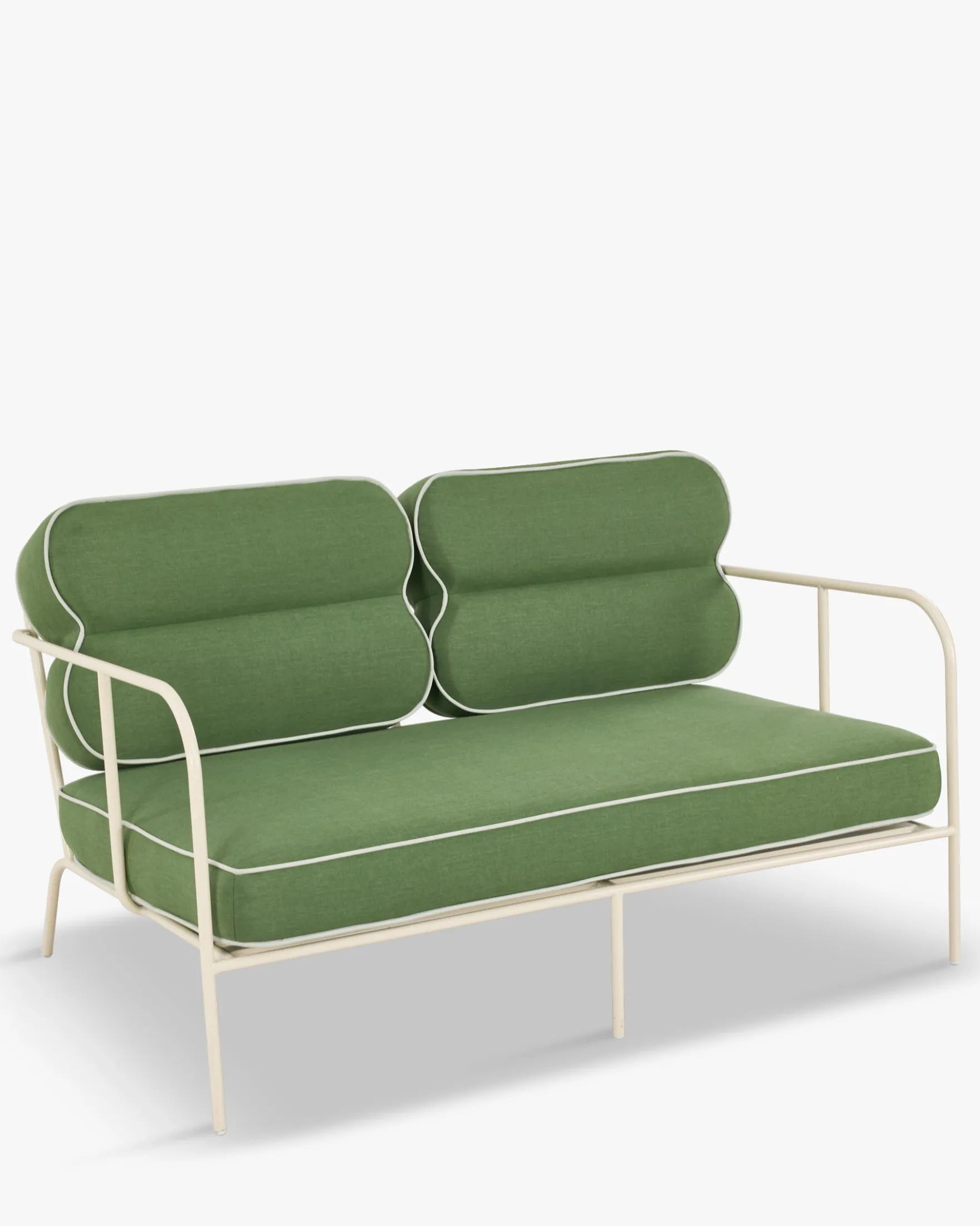Canapé de jardin 2 places, Vert prairie & métal beige, L145 Maddalena