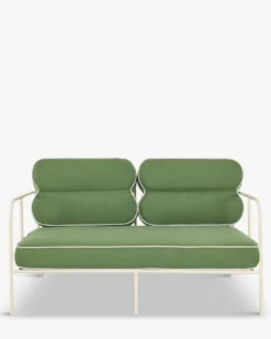 Canapé de jardin 2 places, Vert prairie & métal beige, L145 Maddalena