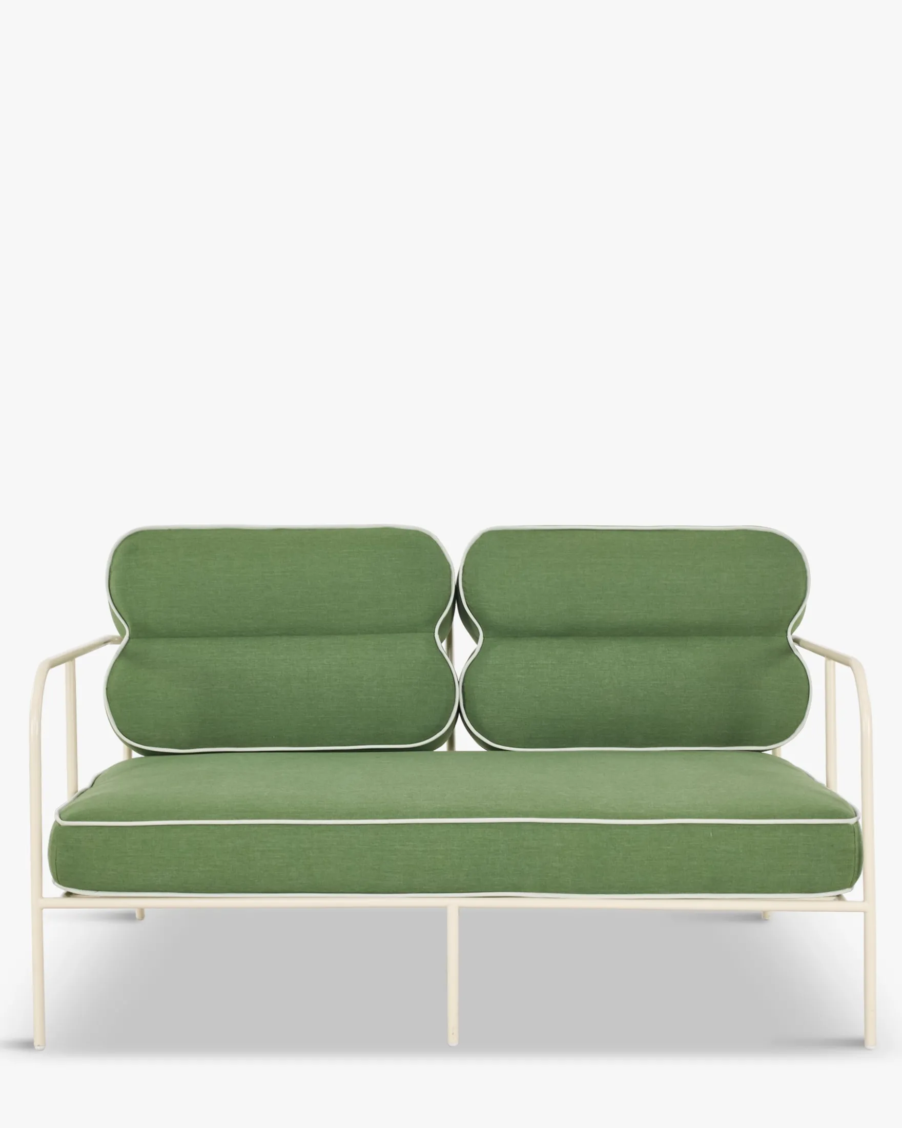 Canapé de jardin 2 places, Vert prairie & métal beige, L145 Maddalena