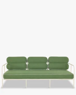 Canapé de jardin 3 places, Vert prairie & métal beige, L216 Maddalena