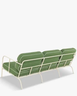 Canapé de jardin 3 places, Vert prairie & métal beige, L216 Maddalena
