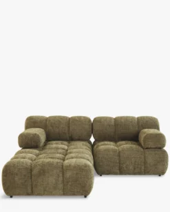 Canapé modulable angle interchangeable, Tweed vert lichen Waffle