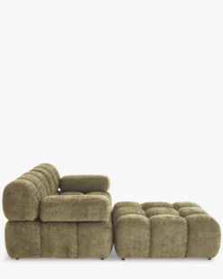 Canapé modulable angle interchangeable, Tweed vert lichen Waffle