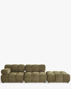 Canapé modulable angle interchangeable, Tweed vert lichen Waffle