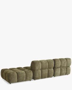 Canapé modulable angle interchangeable, Tweed vert lichen Waffle