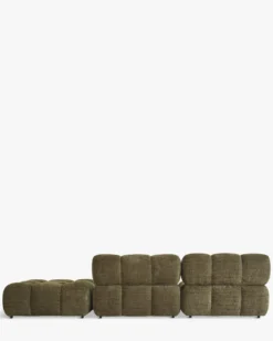 Canapé modulable angle interchangeable, Tweed vert lichen Waffle