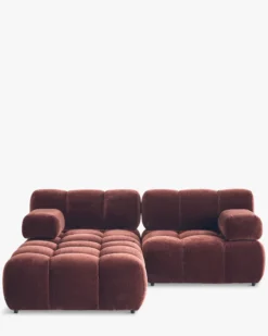 Canapé modulable angle interchangeable, Velours bordeaux ligné Waffle
