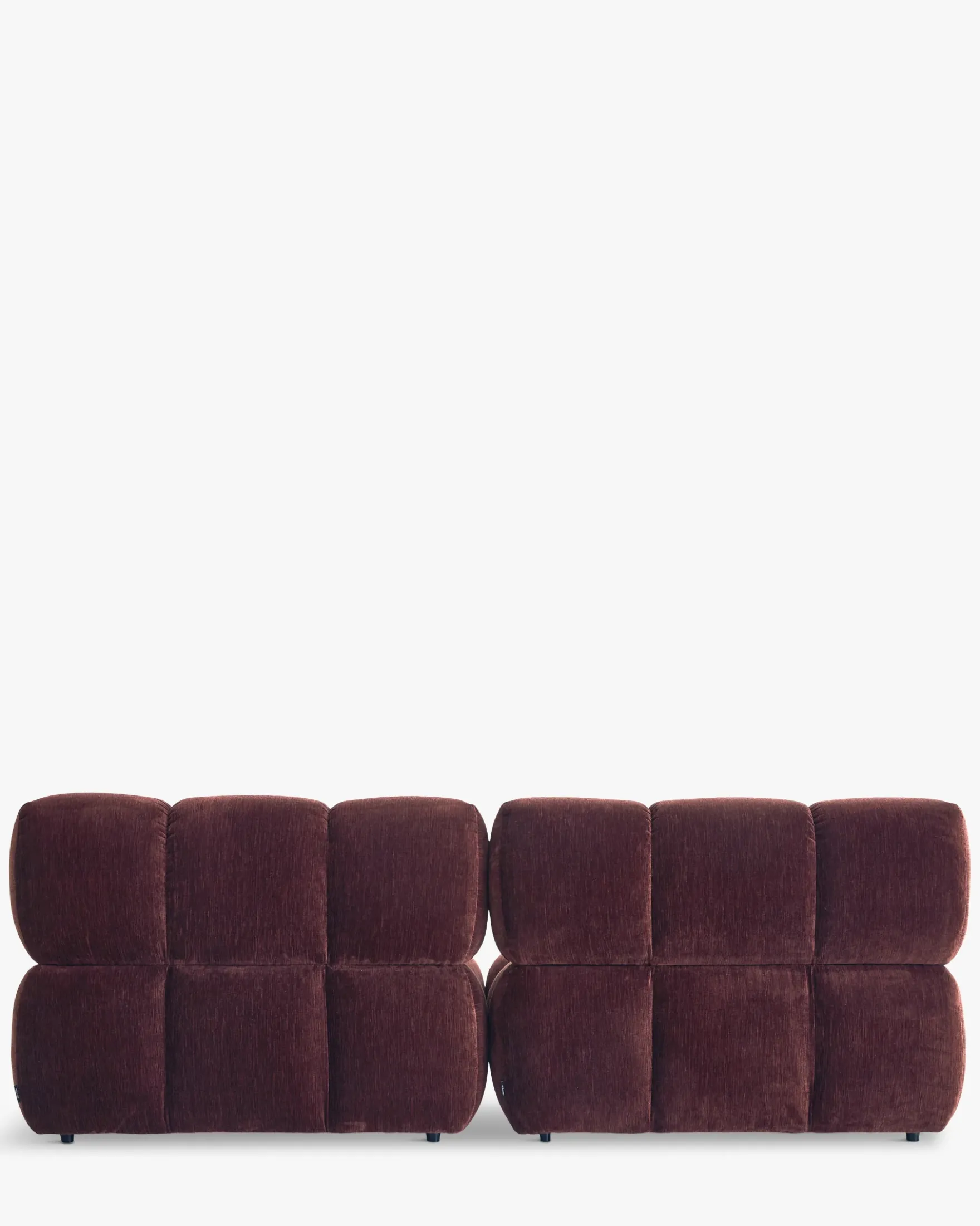 Canapé modulable angle interchangeable, Velours bordeaux ligné Waffle