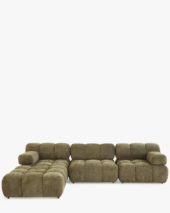 Canapé modulable angle interchangeable, Tweed vert lichen Waffle