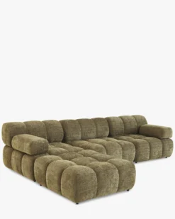 Canapé modulable angle interchangeable, Tweed vert lichen Waffle