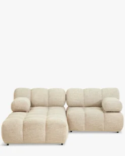 Canapé modulable angle interchangeable, Tweed beige Waffle