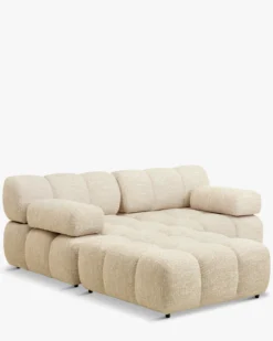 Canapé modulable angle interchangeable, Tweed beige Waffle