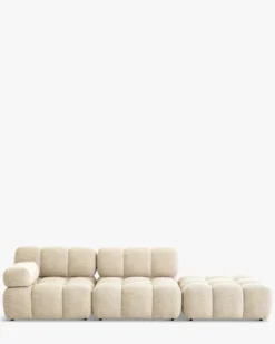 Canapé modulable angle interchangeable, Tweed beige Waffle