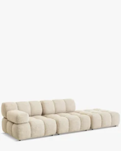 Canapé modulable angle interchangeable, Tweed beige Waffle