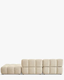 Canapé modulable angle interchangeable, Tweed beige Waffle