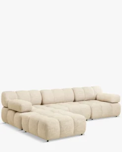 Canapé modulable angle interchangeable, Tweed beige Waffle