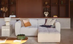Canapé 2 places modulable, Blanc avoine bouclé Belize