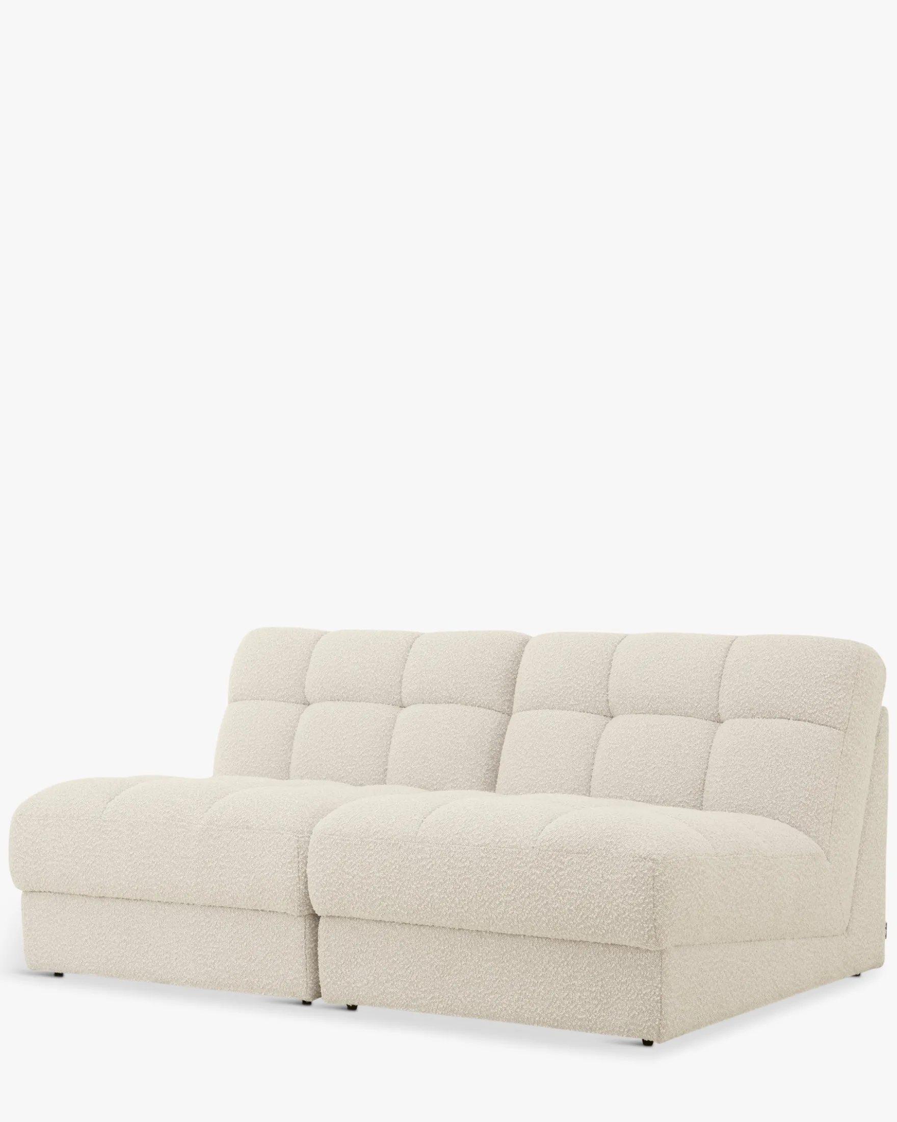 Canapé 2 places modulable, Blanc avoine bouclé, L170 Paul