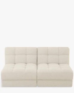 Canapé 2 places modulable, Blanc avoine bouclé, L170 Paul