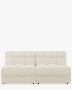 Canapé 2 places modulable, Blanc avoine bouclé, L170 Paul