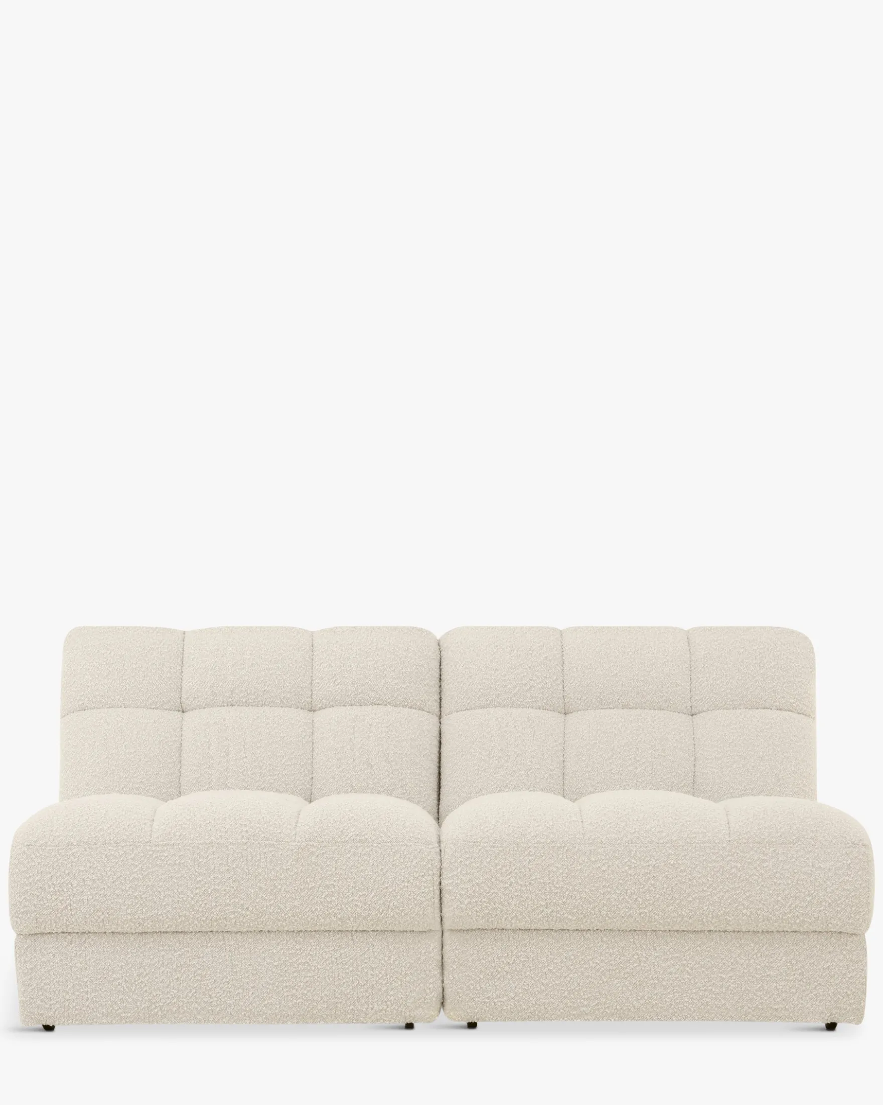Canapé 2 places modulable, Blanc avoine bouclé, L170 Paul