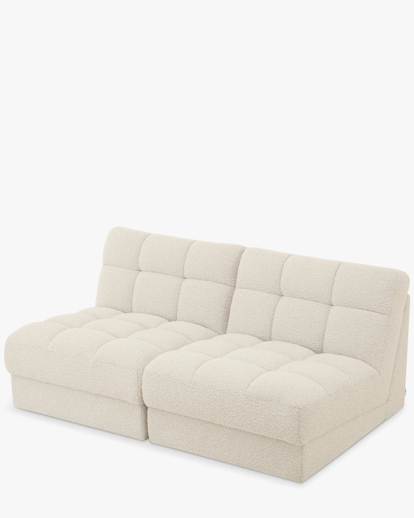 Canapé 2 places modulable, Blanc avoine bouclé, L170 Paul