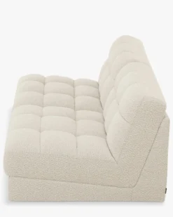 Canapé 2 places modulable, Blanc avoine bouclé, L170 Paul