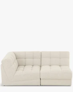 Canapé 2 places modulable, Blanc avoine bouclé, L191 Paul