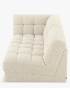 Canapé 2 places modulable, Blanc avoine bouclé, L191 Paul