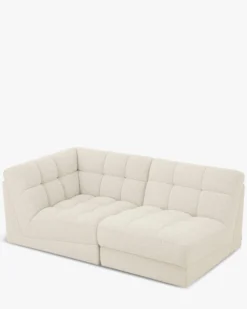 Canapé 2 places modulable, Blanc avoine bouclé, L191 Paul
