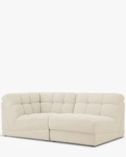 Canapé 2 places modulable, Blanc avoine bouclé, L191 Paul