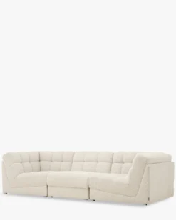 Canapé 4 places modulable, Blanc avoine bouclé, L297 Paul