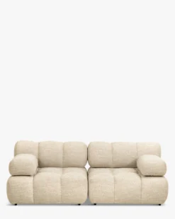 Canapé 2 places modulable, Tweed beige Waffle