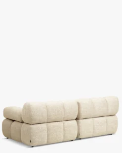 Canapé 2 places modulable, Tweed beige Waffle