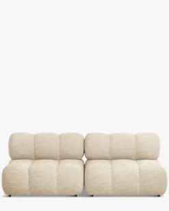 Canapé 2 places modulable, Tweed beige Waffle