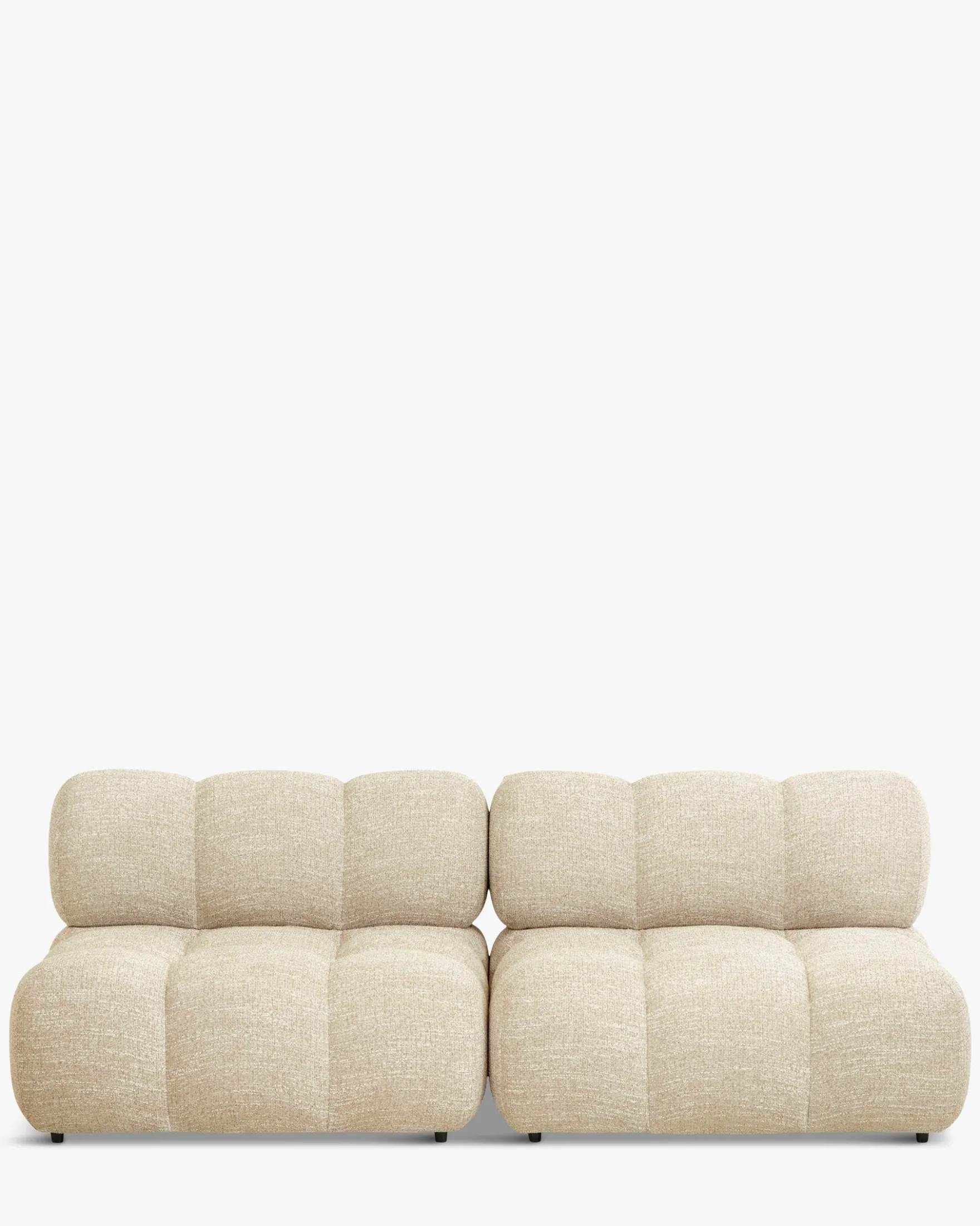 Canapé 2 places modulable, Tweed beige Waffle